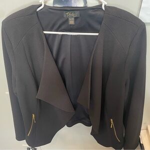 Thalia Sodi Black Cropped Blazer with Asymmetrical Lapel